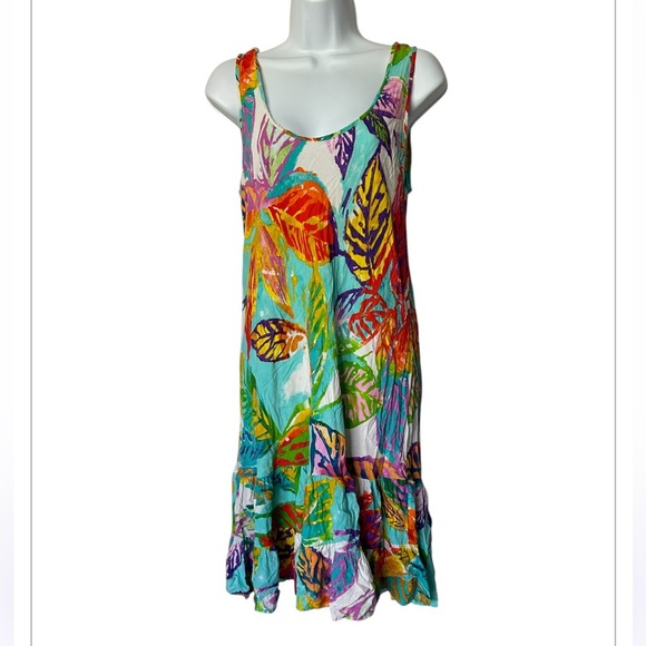 Jams World Dresses & Skirts - Jams World Hawaii Hacienda dress flounce hem tropical scoop neck sleeveless M